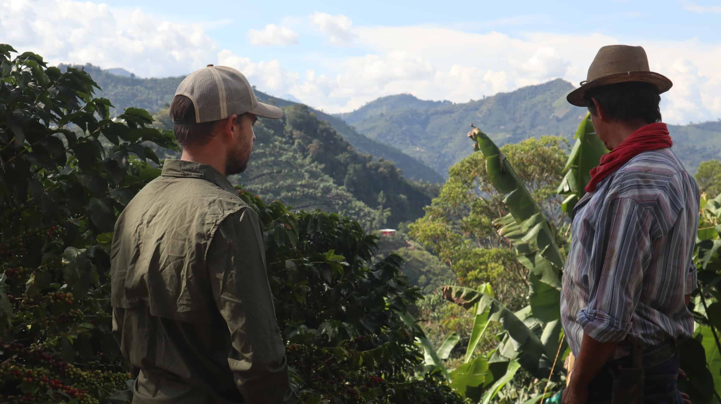 picture of Miguel and a Small Colombian Coffee Farmer near Jardin, Antioquia